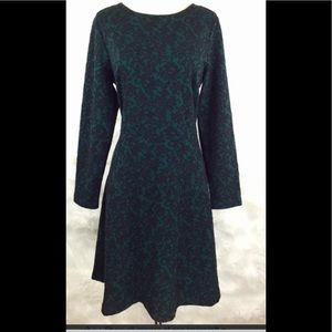 Ann Taylor Loft Green and Black Winter Dress